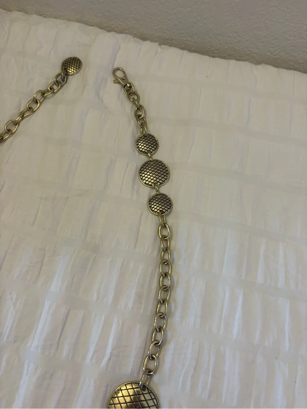 Vintage Gold Disc Chain Belt Textured Medallion Statement Belt